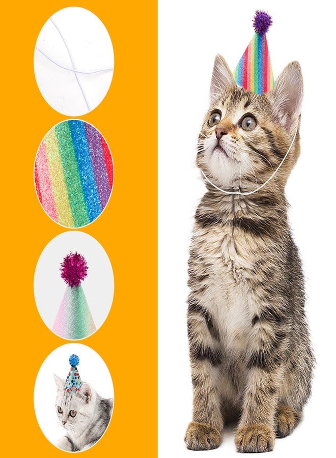 Asofelk 6 PCS Dog Birthday Party Hats/Cat & Mini Party Hats, Stuffed Animal Party Hat, Adjustable Headbands Multi-Color Birthday Hats for Kittens Rabbits Cat Dogs Small Animals - Image 3